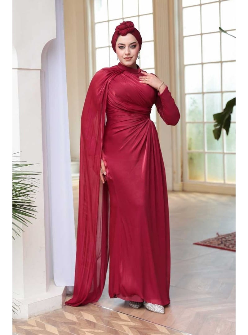 Pelerin Detaylı Bordo  5296BR - Resim 3