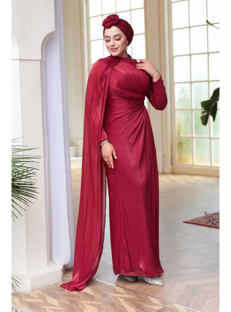 Pelerin Detaylı Bordo  5296BR - Resim 4