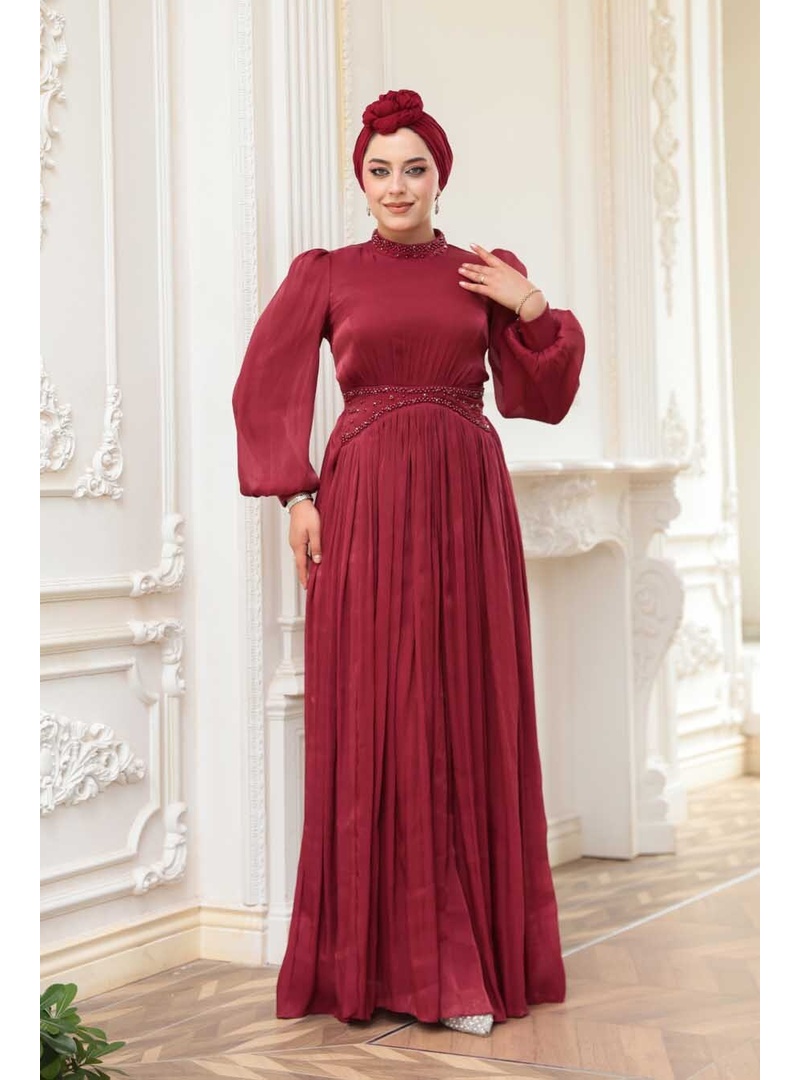 Boncuk Detaylı Bordo  52751BR - Resim 2