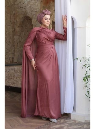 Pelerin Detaylı Koyu Gül Kurusu  5296KGK