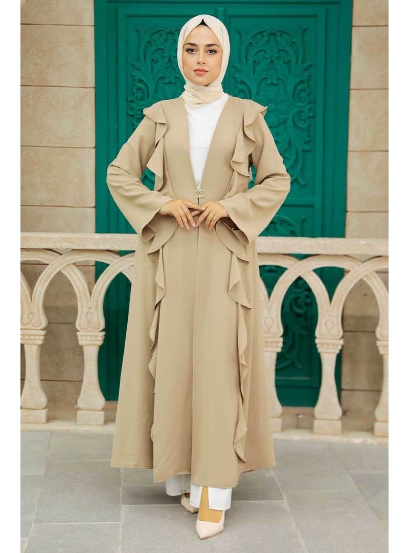 - Fırfır Detaylı Vizon Tesettür Abaya 15402V - Resim 2