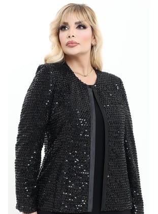 Büyük Beden 3944 Siyah Ceket+Bluz Takım SİYAH