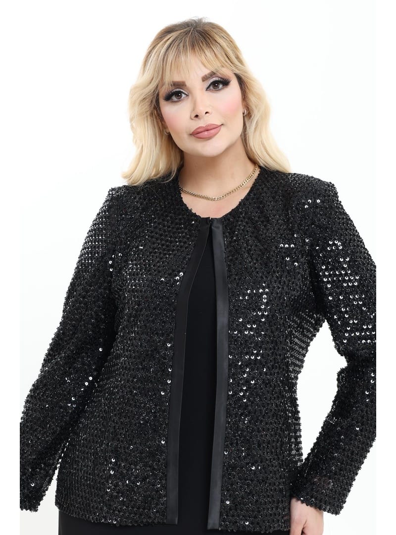 Büyük Beden 3944 Siyah Ceket+Bluz Takım SİYAH - Resim 2