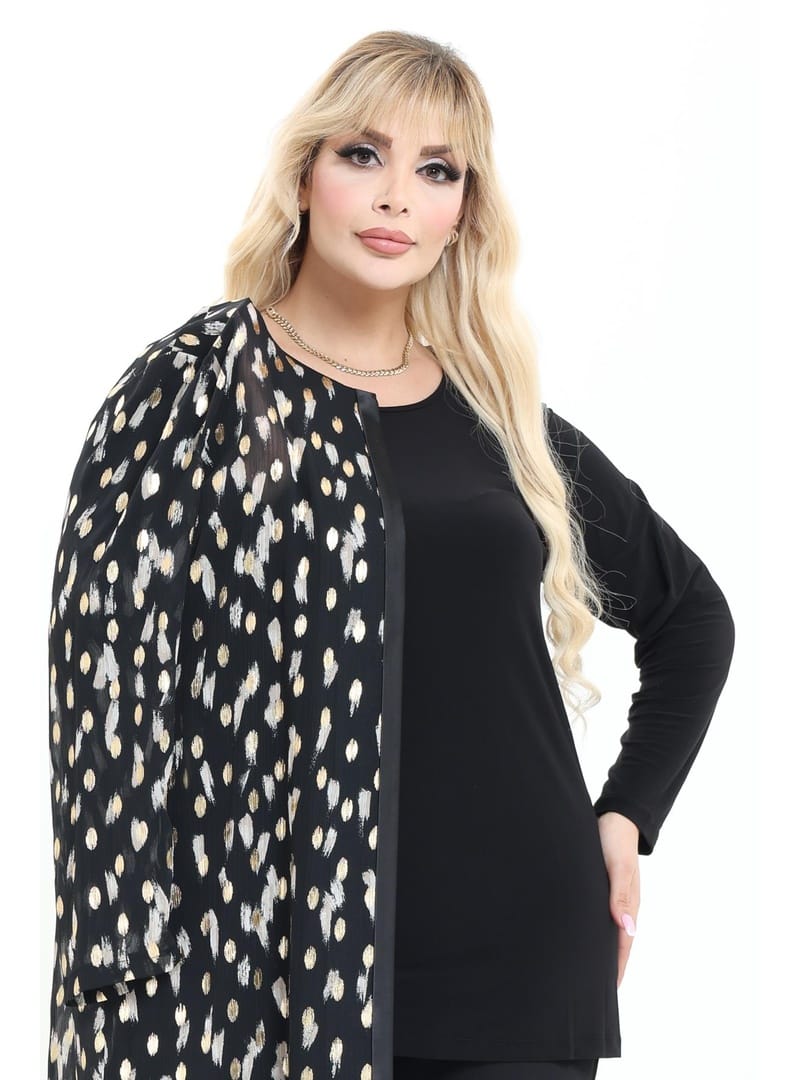 Büyük Beden 3988 Siyah Ceket+Bluz Takım SİYAH - Resim 4