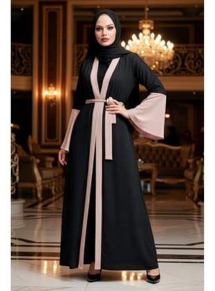 Kolları Detaylı Vizon Tesettür Abaya 55510V