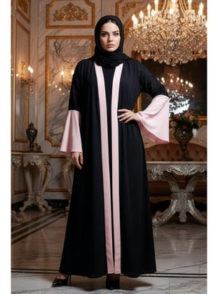 Kolları Detaylı Somon Tesettür Abaya 55510SMN