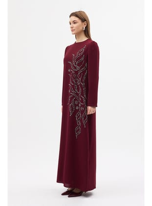 Lily Taş İşlemeli Abiye - Bordo