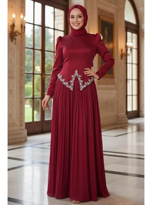 - Boncuk Detaylı Bordo  55141BR