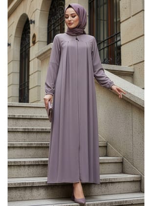 Fermuarlı Bej Tesettür Abaya 45299BEJ