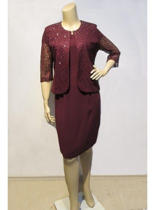 Büyük Beden 3510 Bordo Ceket+Elbise Takım BORDO