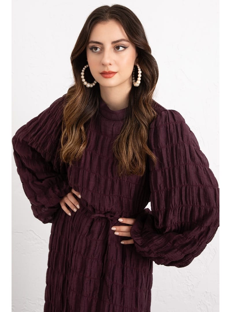 Gipeli Modal Elbise 0080 - BORDO - Resim 2
