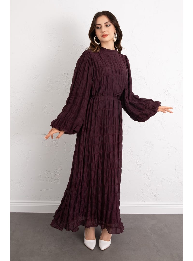 Gipeli Modal Elbise 0080 - BORDO - Resim 3