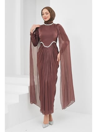 Gül Kurusu Önü Drapeli Taşlı Abiye
