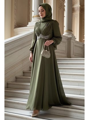 - Boncuk Detaylı Haki  4876HK