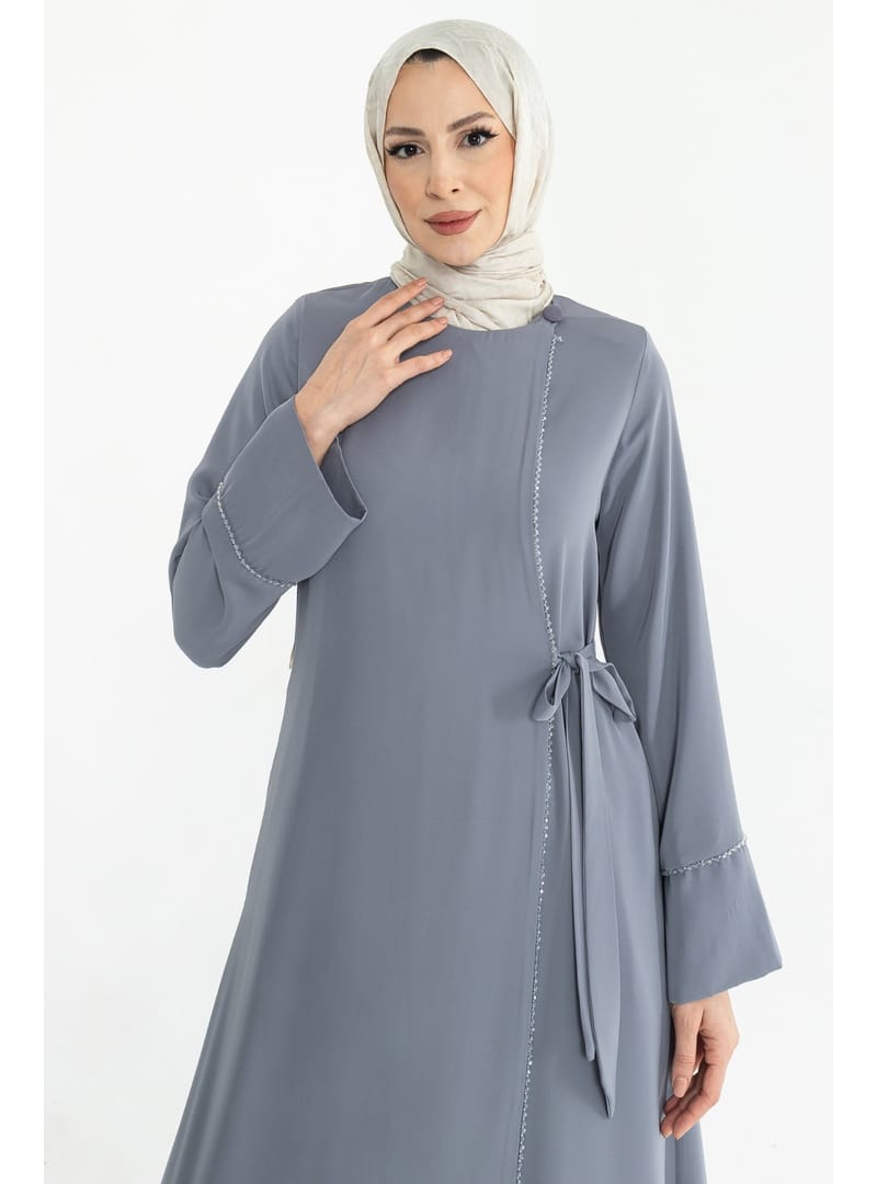 Silve Dubai İpeği Abaya Gri -1012 Gri - Resim 2