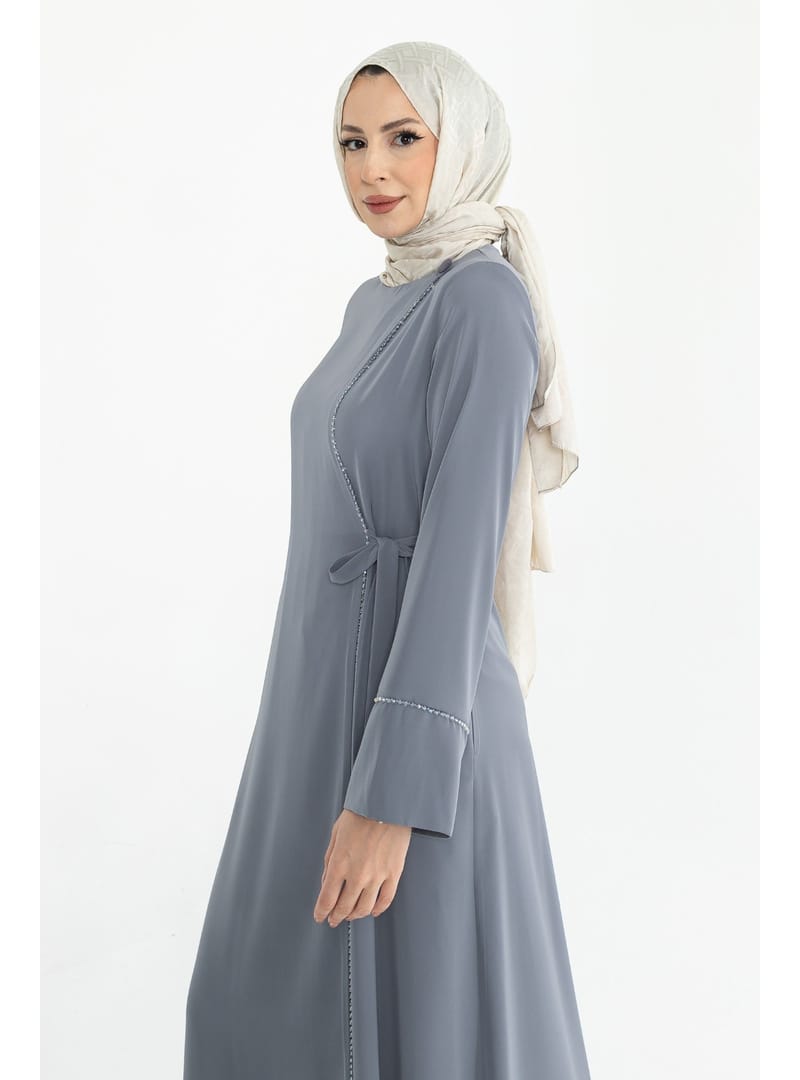 Silve Dubai İpeği Abaya Gri -1012 Gri - Resim 3