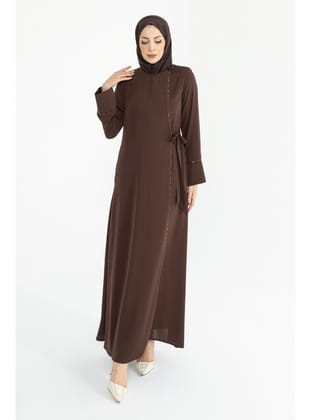 Silve Dubai İpeği Abaya Kahverengi -1012 kahverengi