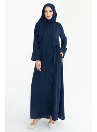 Silve Dubai İpeği Abaya Lacivert -1012 Laci