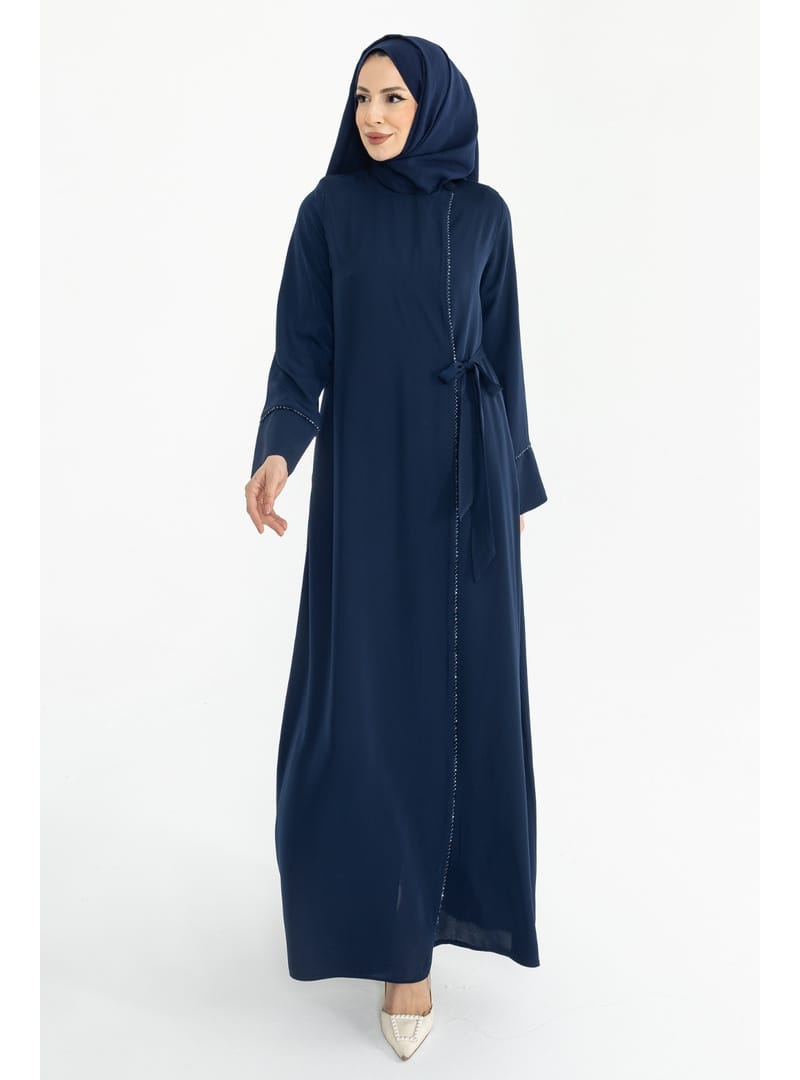 Silve Dubai İpeği Abaya Lacivert -1012 Laci - Resim 2