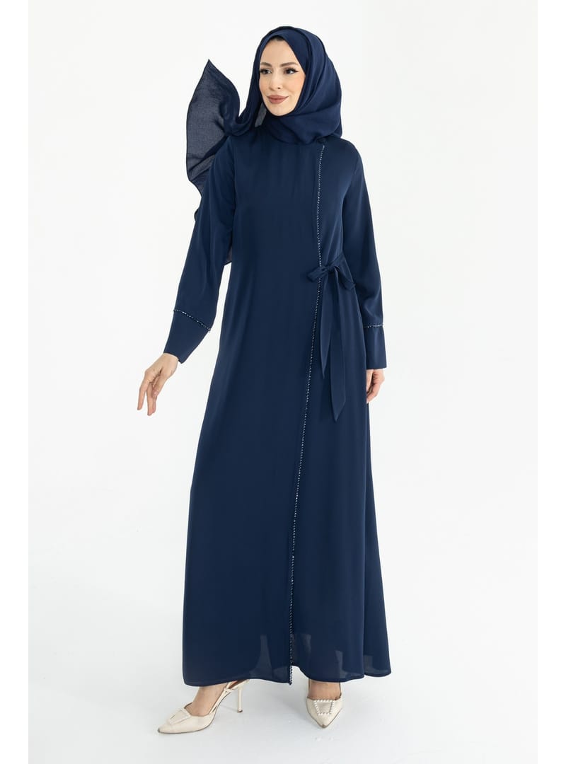 Silve Dubai İpeği Abaya Lacivert -1012 Laci - Resim 3
