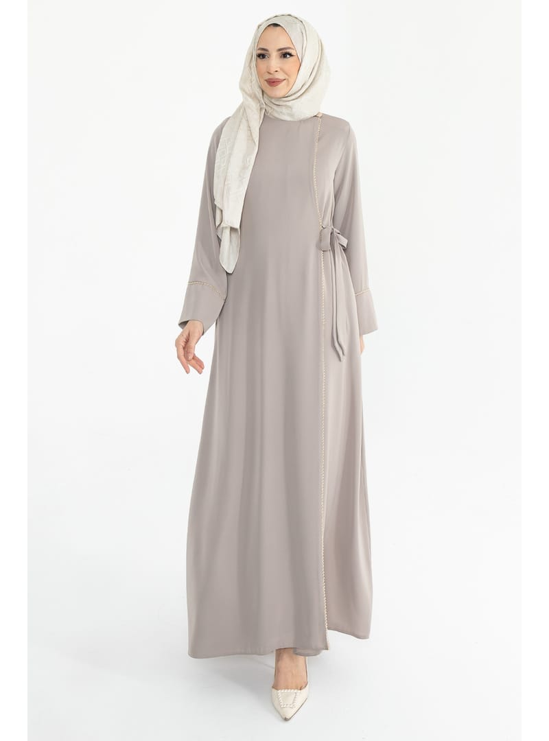 Silve Dubai İpeği Abaya Bej -1012 Bej - Resim 2