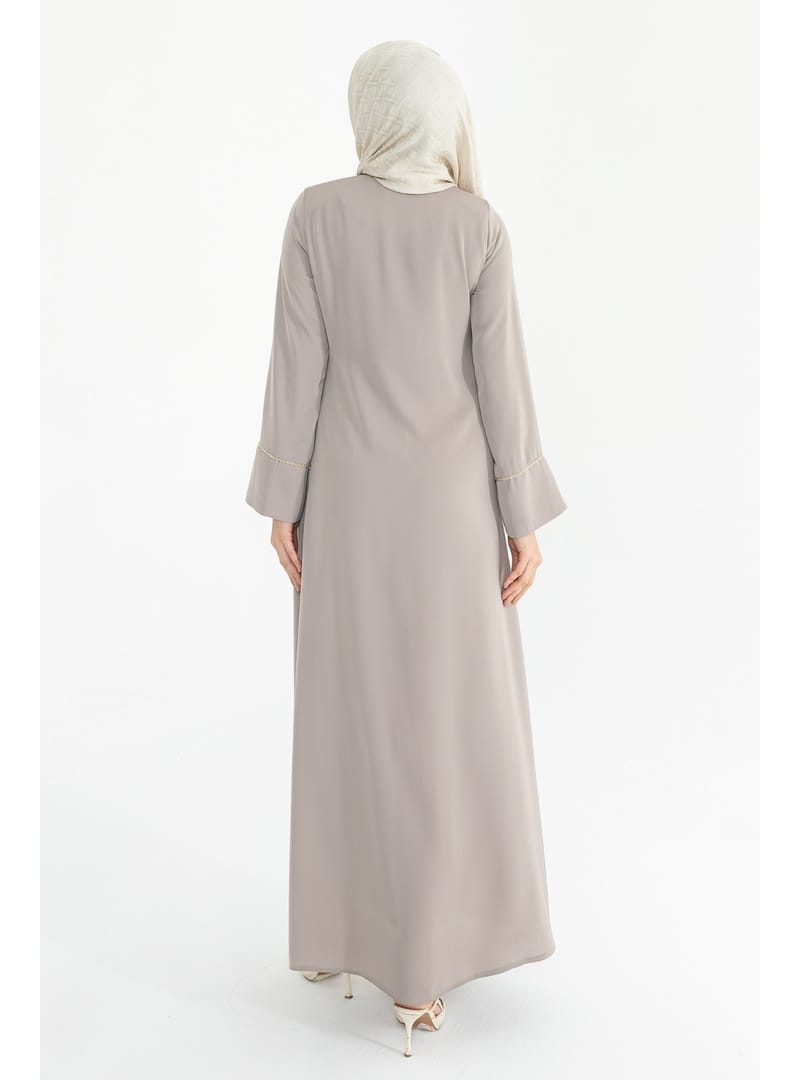 Silve Dubai İpeği Abaya Bej -1012 Bej - Resim 3
