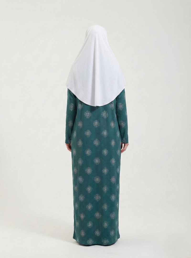 2312_Pratik Tek Parça Kaymaz Başörtülü Kolay Giyilebilen Namaz Elbisesi-Çantalı Esnek Kumaş - Resim 4