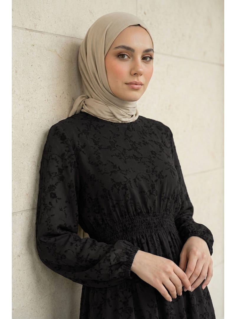 Flok Tül Siyah Elbise - Resim 2