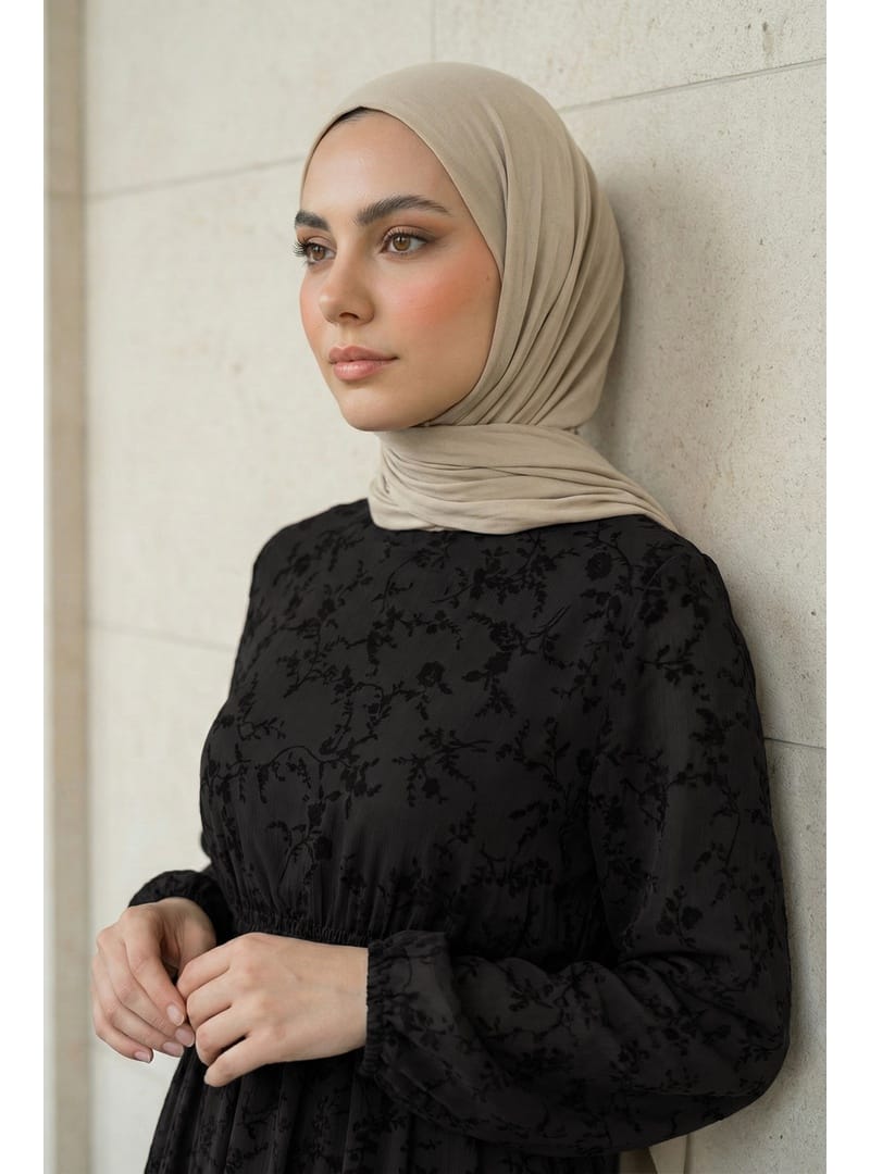 Flok Tül Siyah Elbise - Resim 4