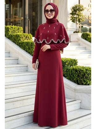 - Pelerin Detaylı Bordo  55781BR