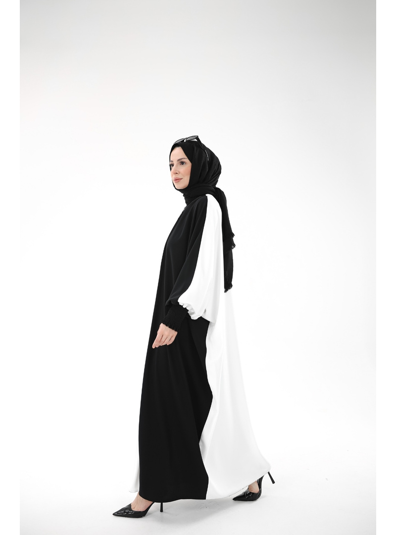 YARASA ABAYA & Siyah Beyaz -2328 Siyah Beyaz - Resim 2