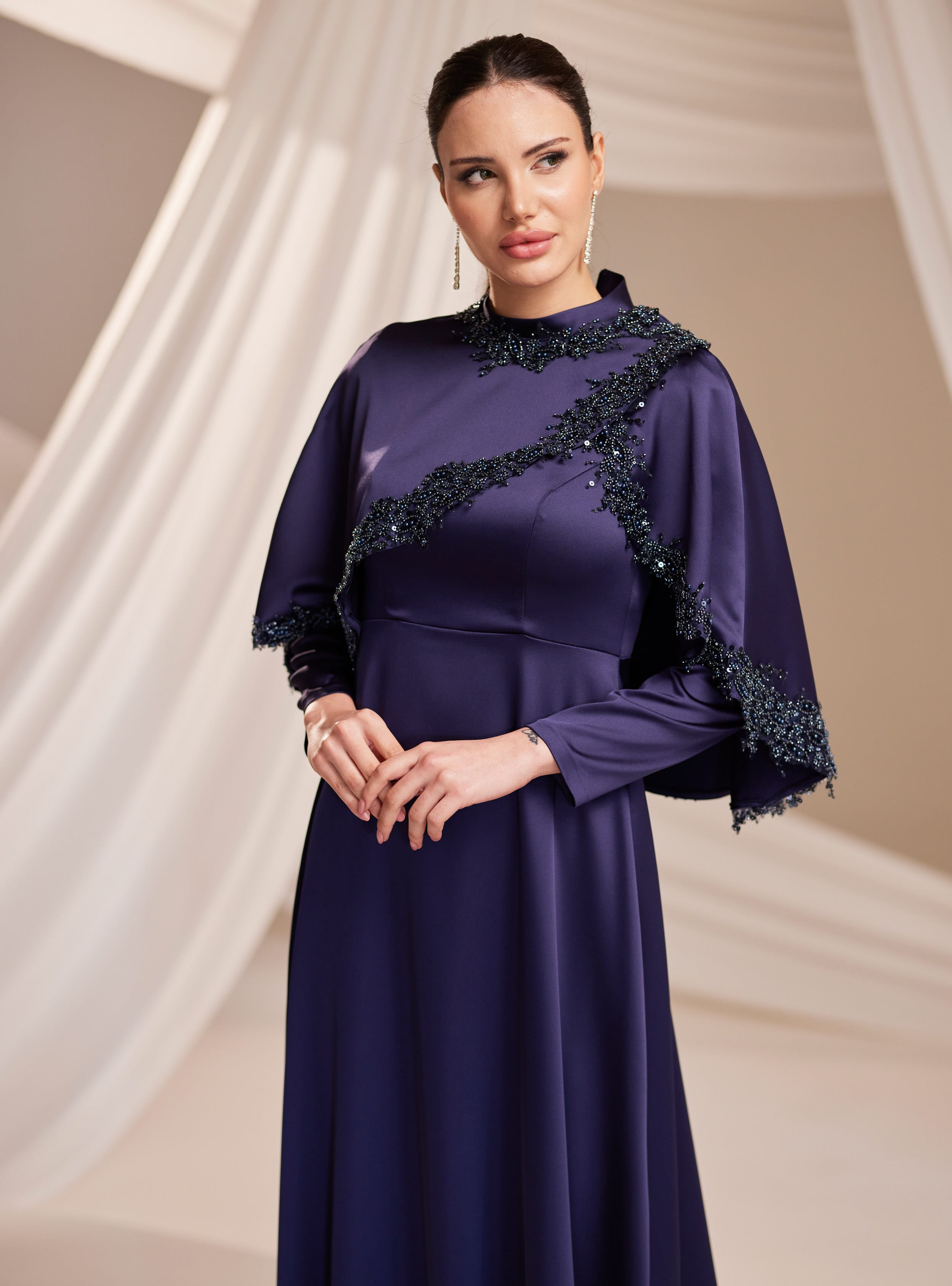 Sera Abiye Elbise - Lacivert - Burak Baran Fashion - Resim 2
