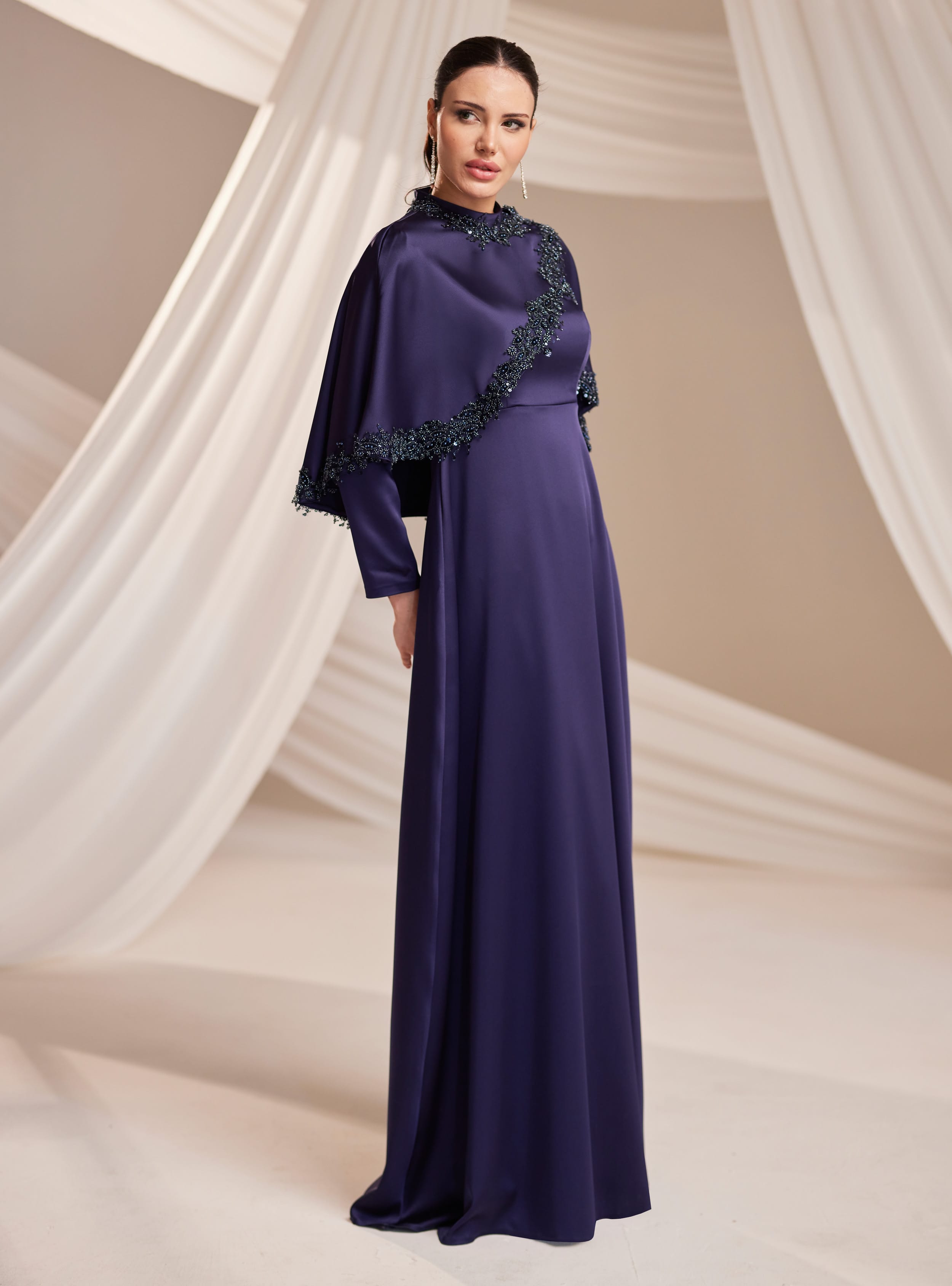 Sera Abiye Elbise - Lacivert - Burak Baran Fashion - Resim 3