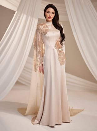 Zarifa Abiye Elbise - Gold Rengi - Burak Baran Fashion