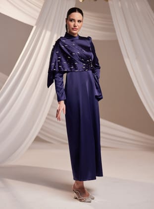 Dilara Abiye Elbise - Lacivert - Burak Baran Fashion
