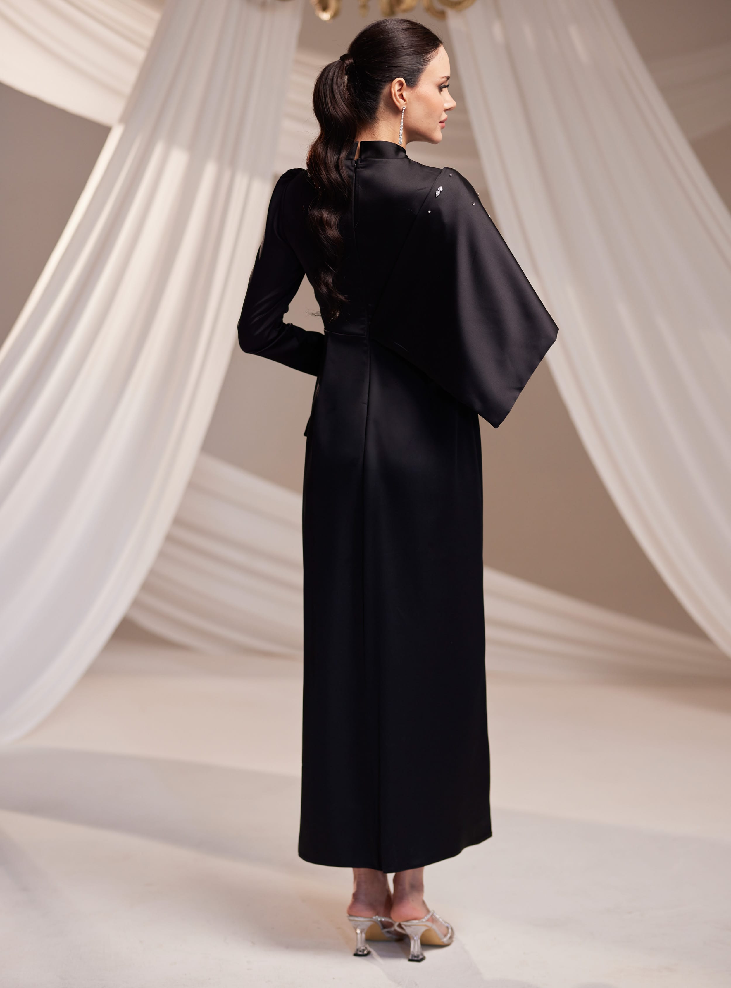 Dilara Abiye Elbise - Siyah - Burak Baran Fashion - Resim 4