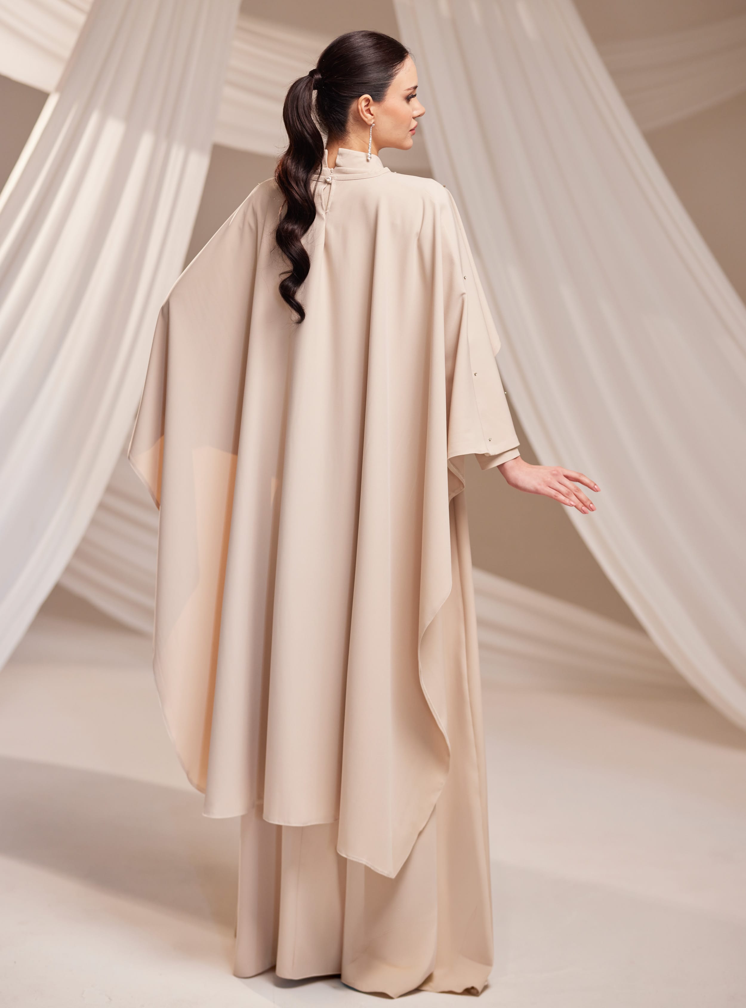 Lina Abiye Elbise - Vizon - Burak Baran Fashion - Resim 4
