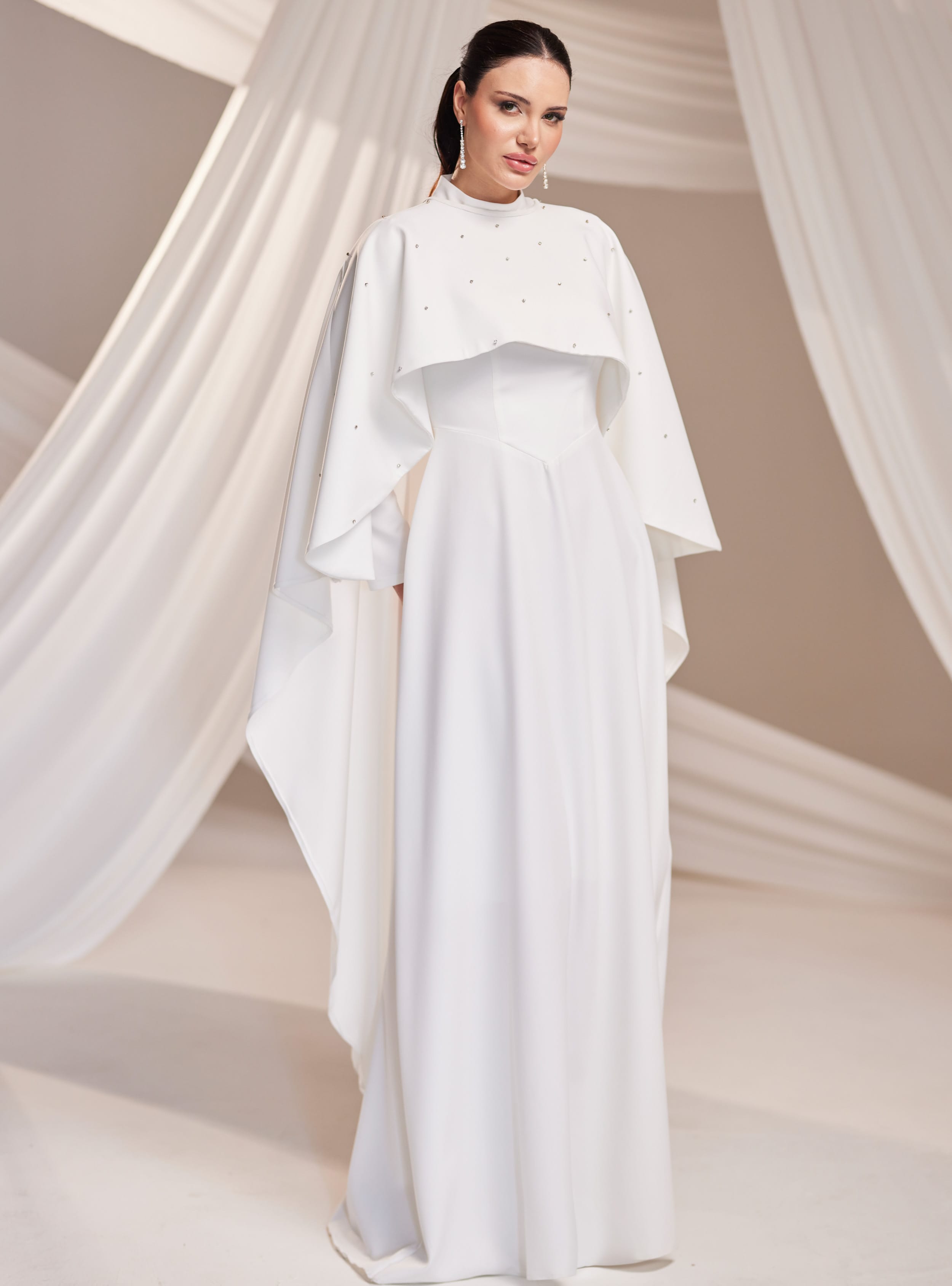 Lina Abiye Elbise - Beyaz - Burak Baran Fashion - Resim 2