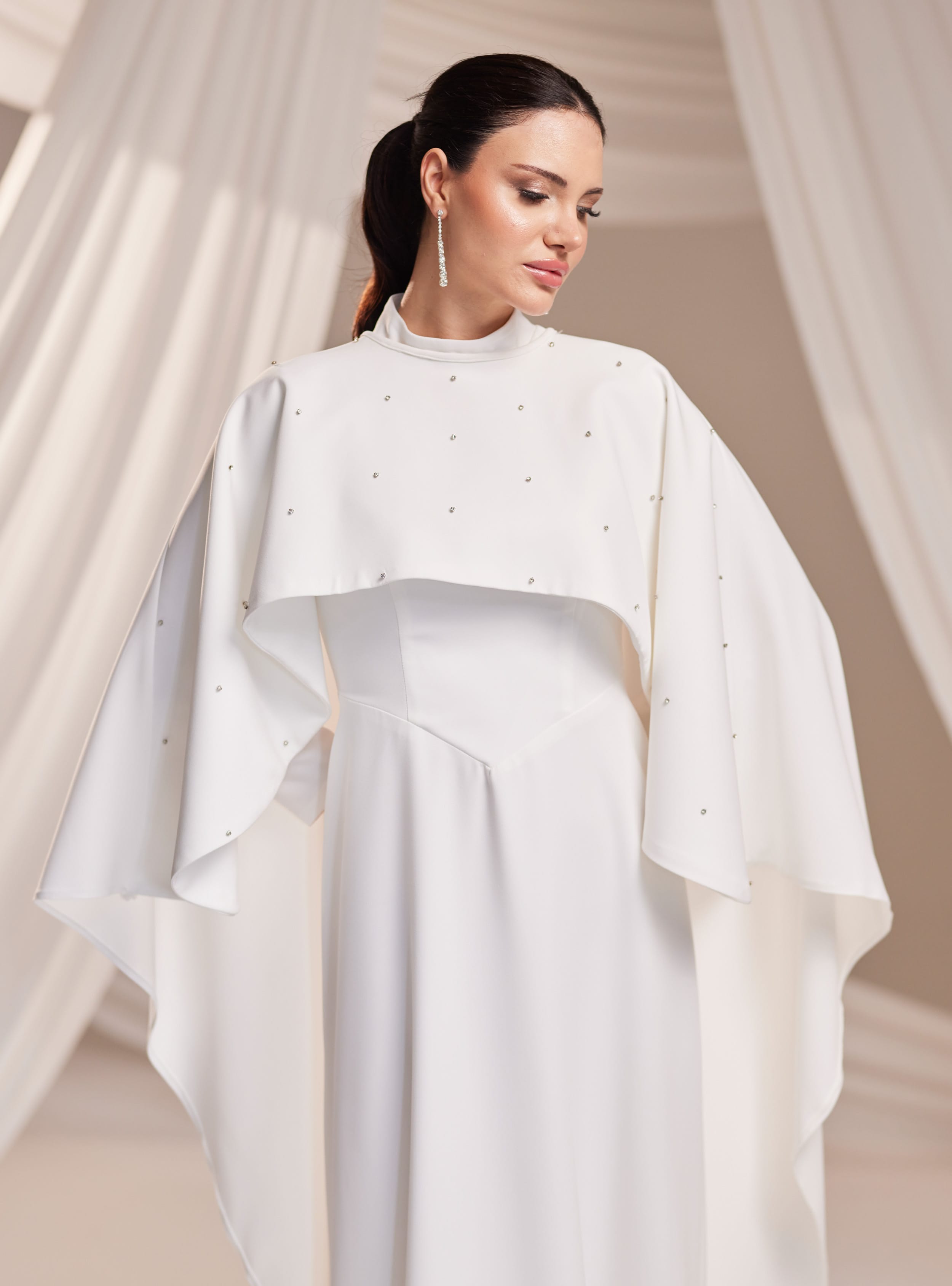 Lina Abiye Elbise - Beyaz - Burak Baran Fashion - Resim 3