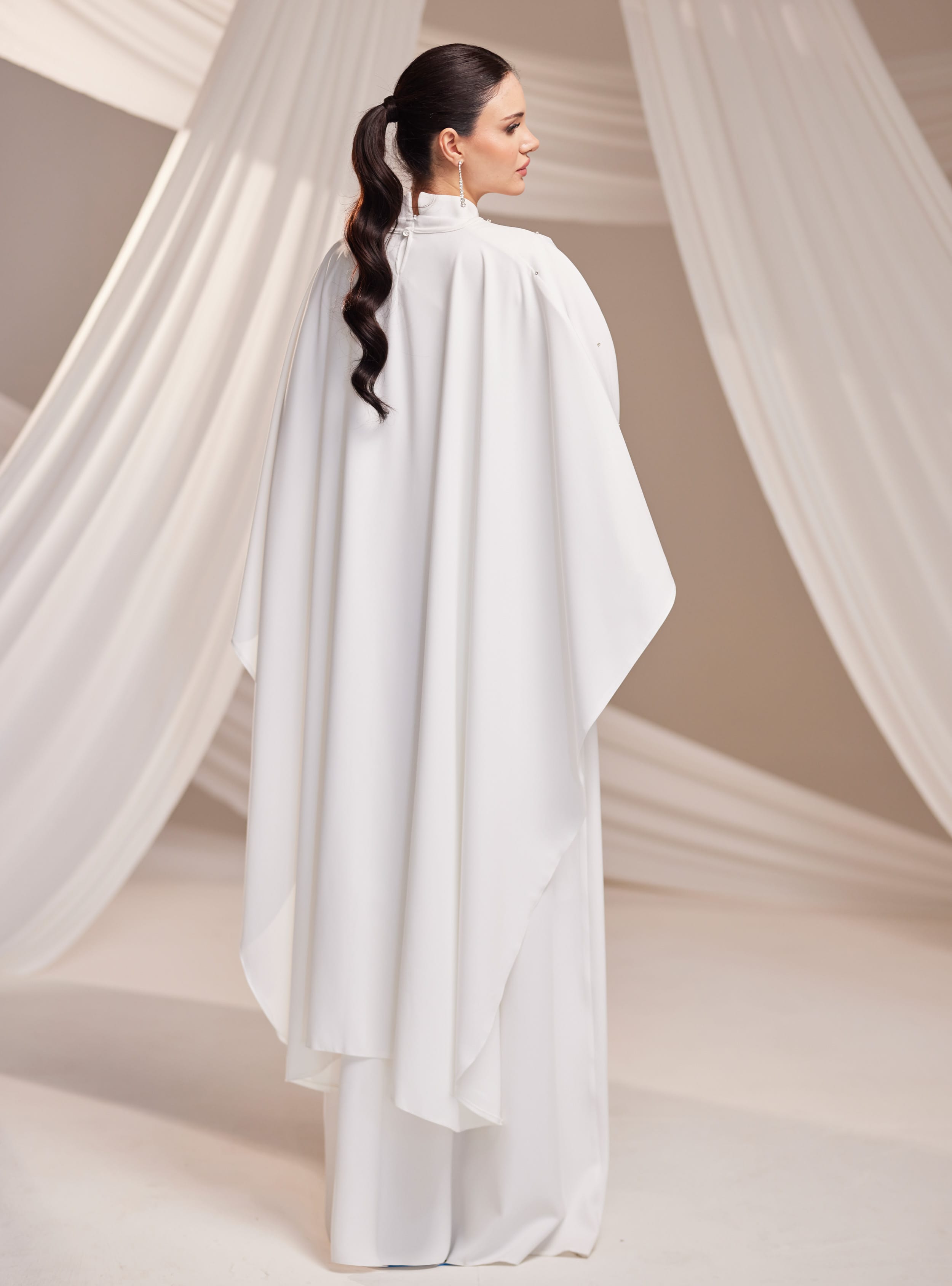 Lina Abiye Elbise - Beyaz - Burak Baran Fashion - Resim 4