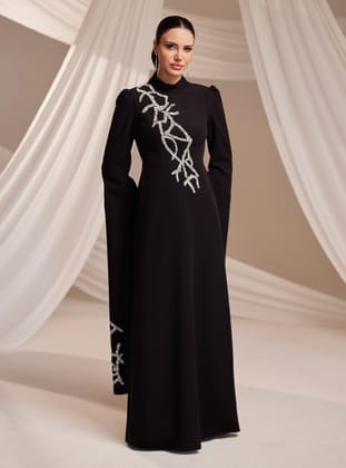 Vera Abiye Elbise - Siyah - Burak Baran Fashion