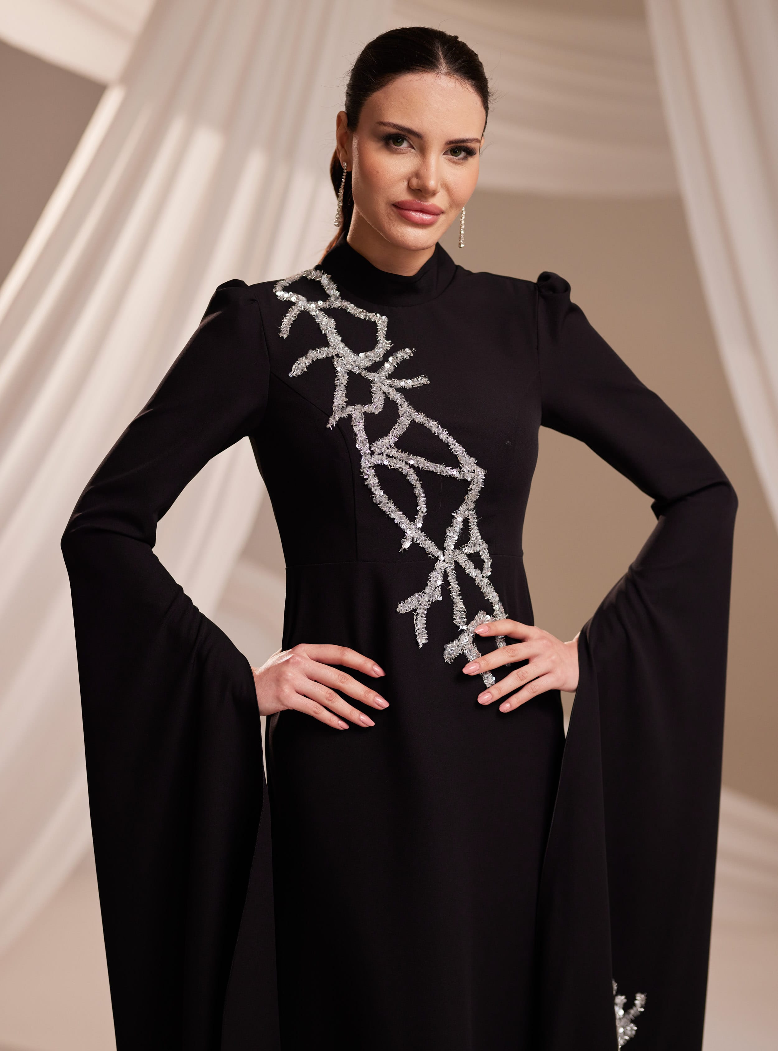 Vera Abiye Elbise - Siyah - Burak Baran Fashion - Resim 2