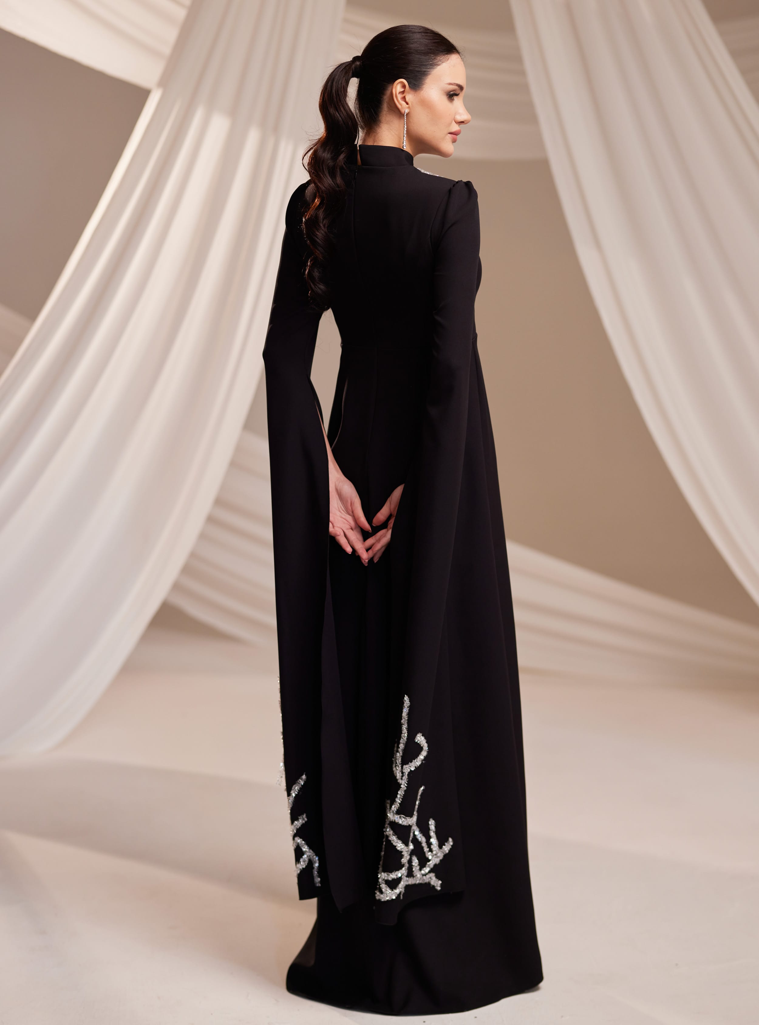 Vera Abiye Elbise - Siyah - Burak Baran Fashion - Resim 4