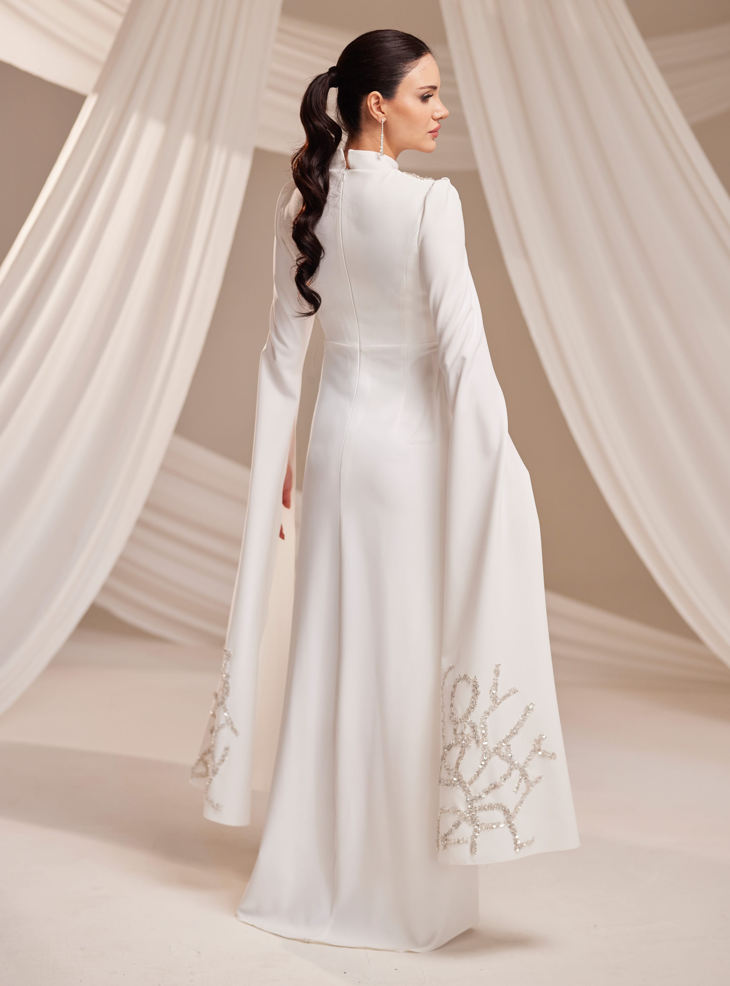 Vera Abiye Elbise - Beyaz - Burak Baran Fashion - Resim 4