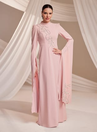 Vera Abiye Elbise - Pudra - Burak Baran Fashion