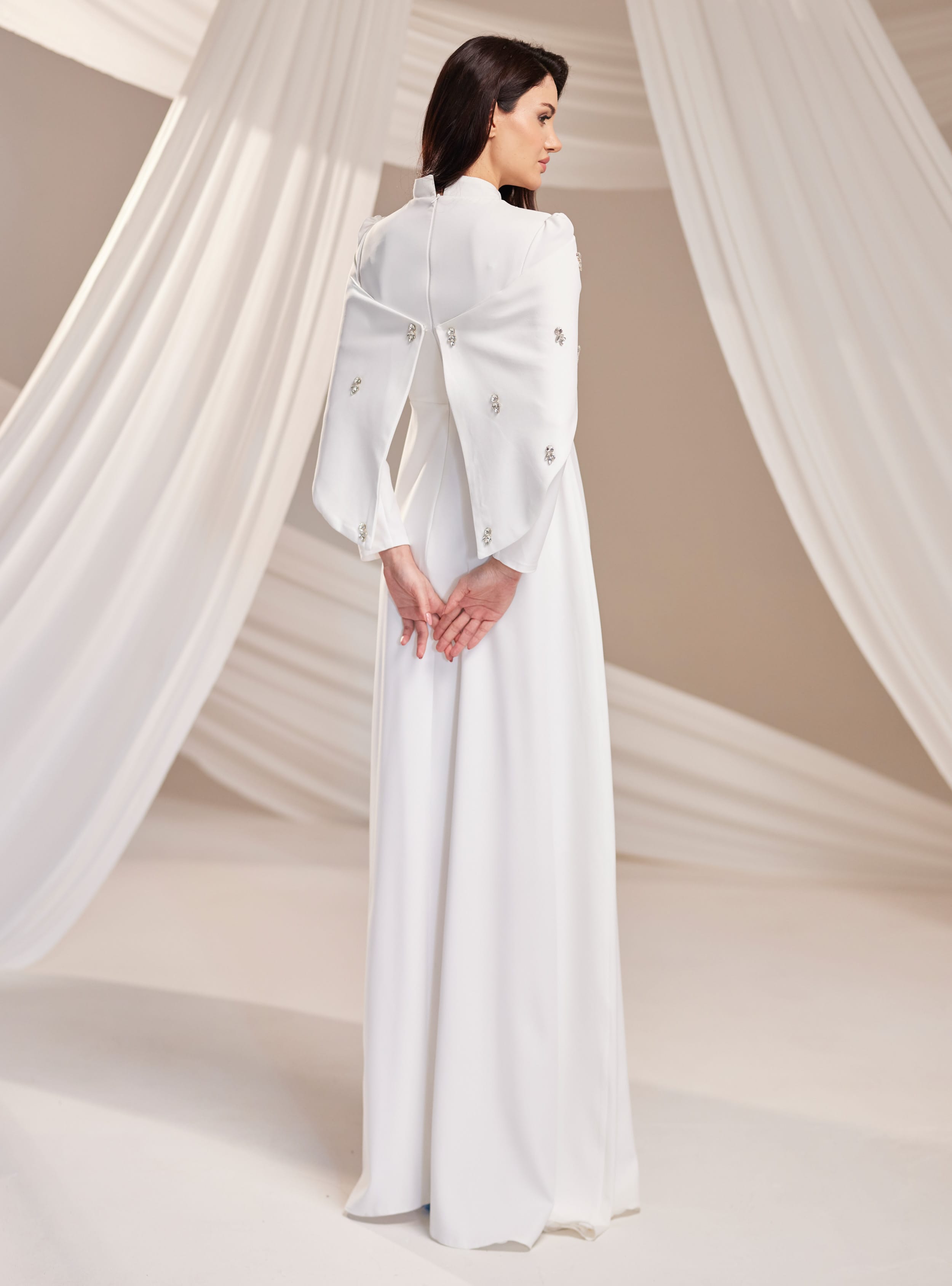 Aria Abiye Elbise - Beyaz - Burak Baran Fashion - Resim 4