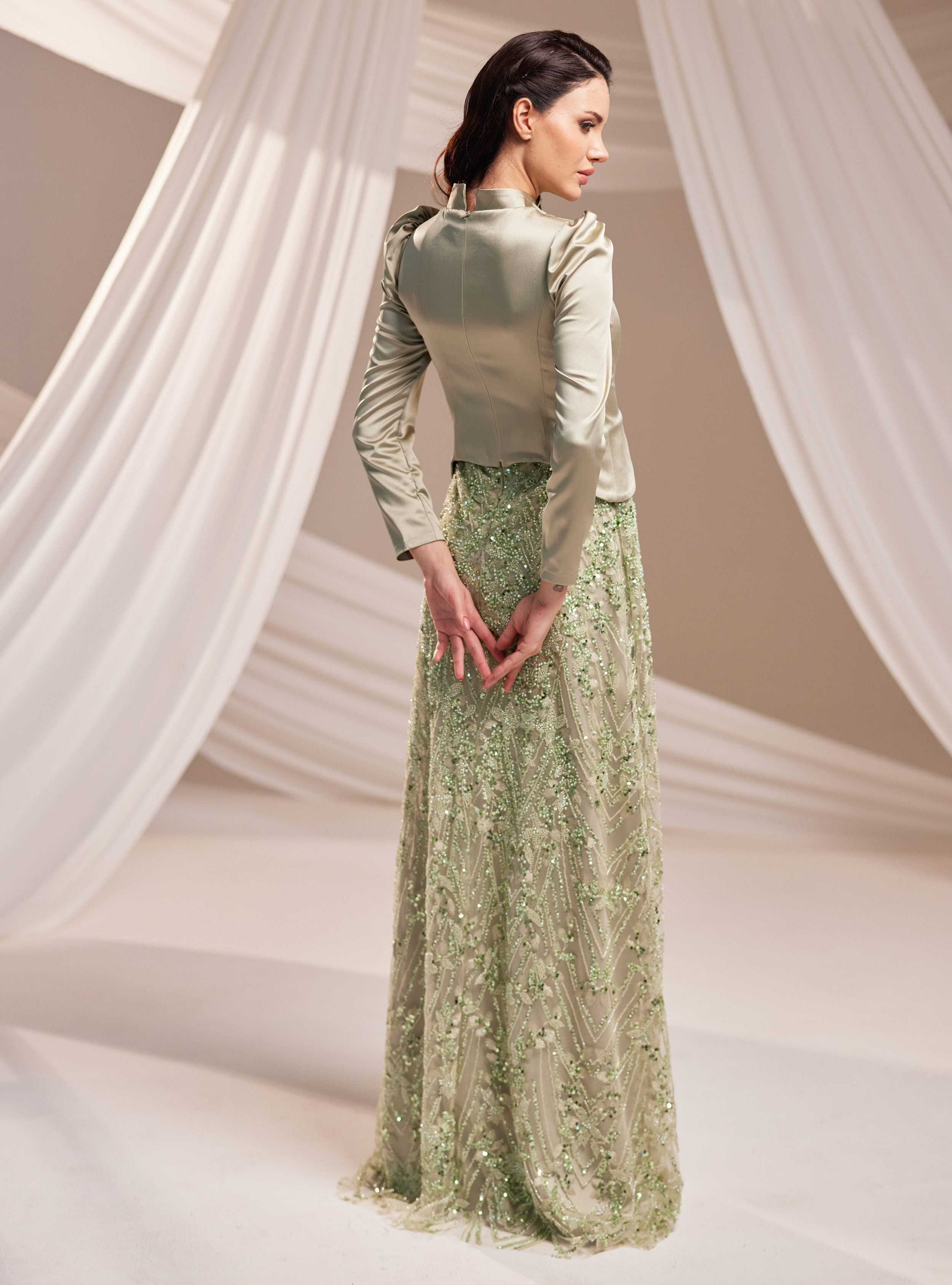 Liora Abiye Elbise - Çağla - Burak Baran Fashion - Resim 4