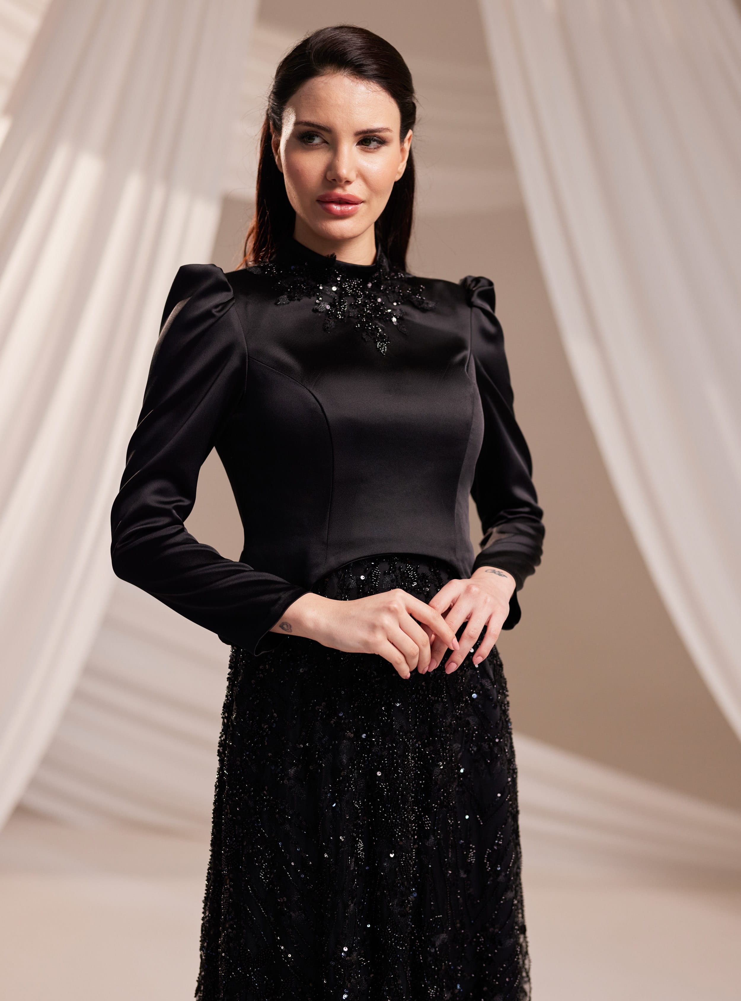 Liora Abiye Elbise - Siyah - Burak Baran Fashion - Resim 2