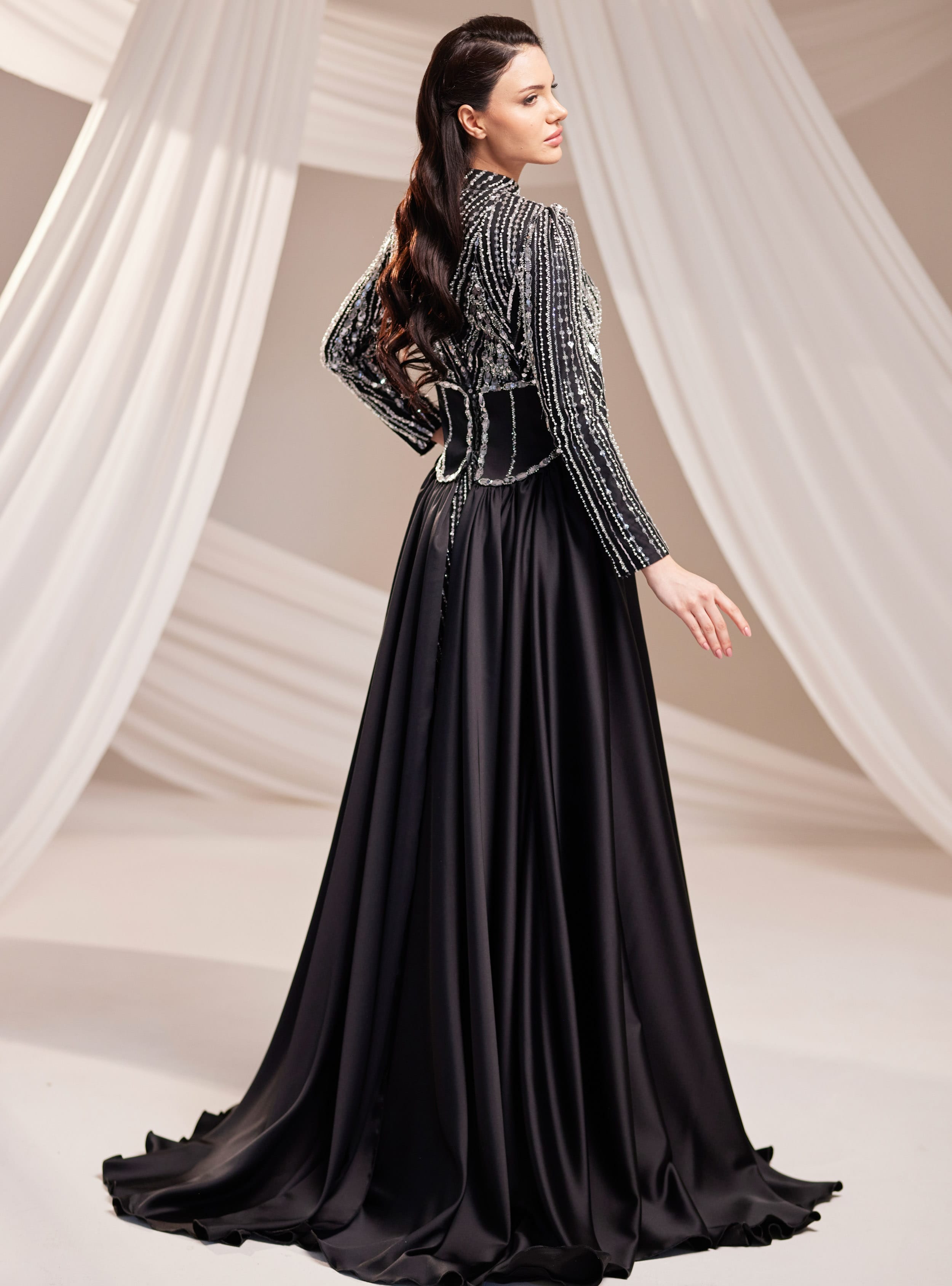 Royal Abiye Elbise - Siyah - Burak Baran Fashion - Resim 4