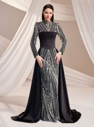 Mira Abiye Elbise - Siyah - Burak Baran Fashion